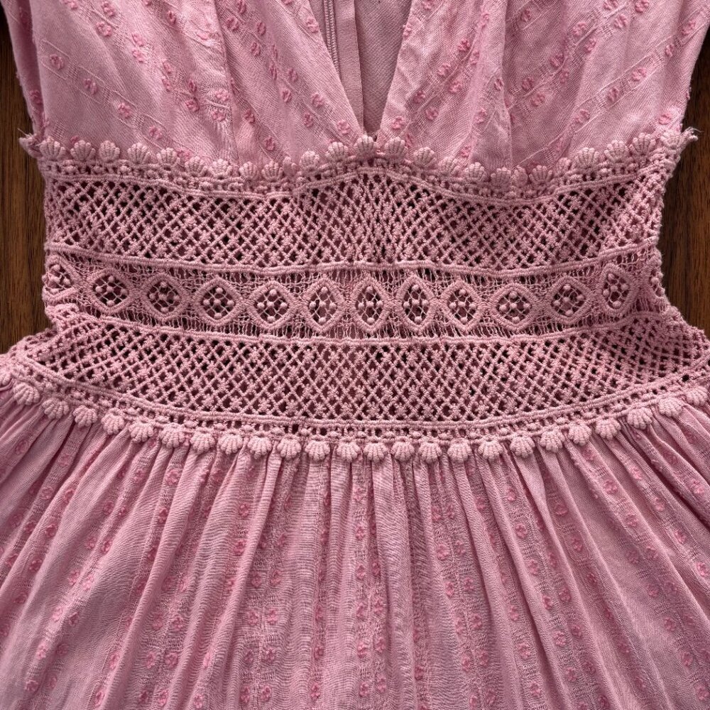 Free People Delightful Clip Dot Mini Dress -  Pink - Size 0 - Picture 7 of 8